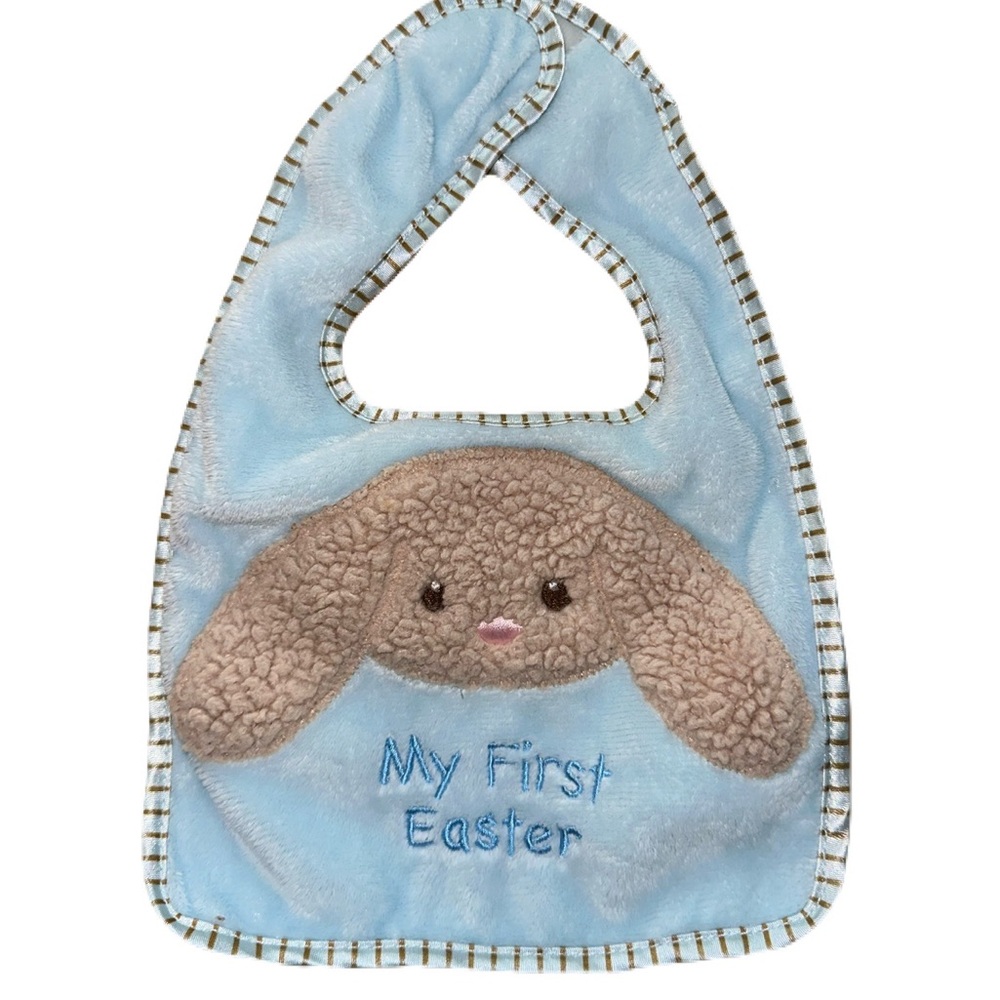 My First Easter Blue Bunny Baby Bib